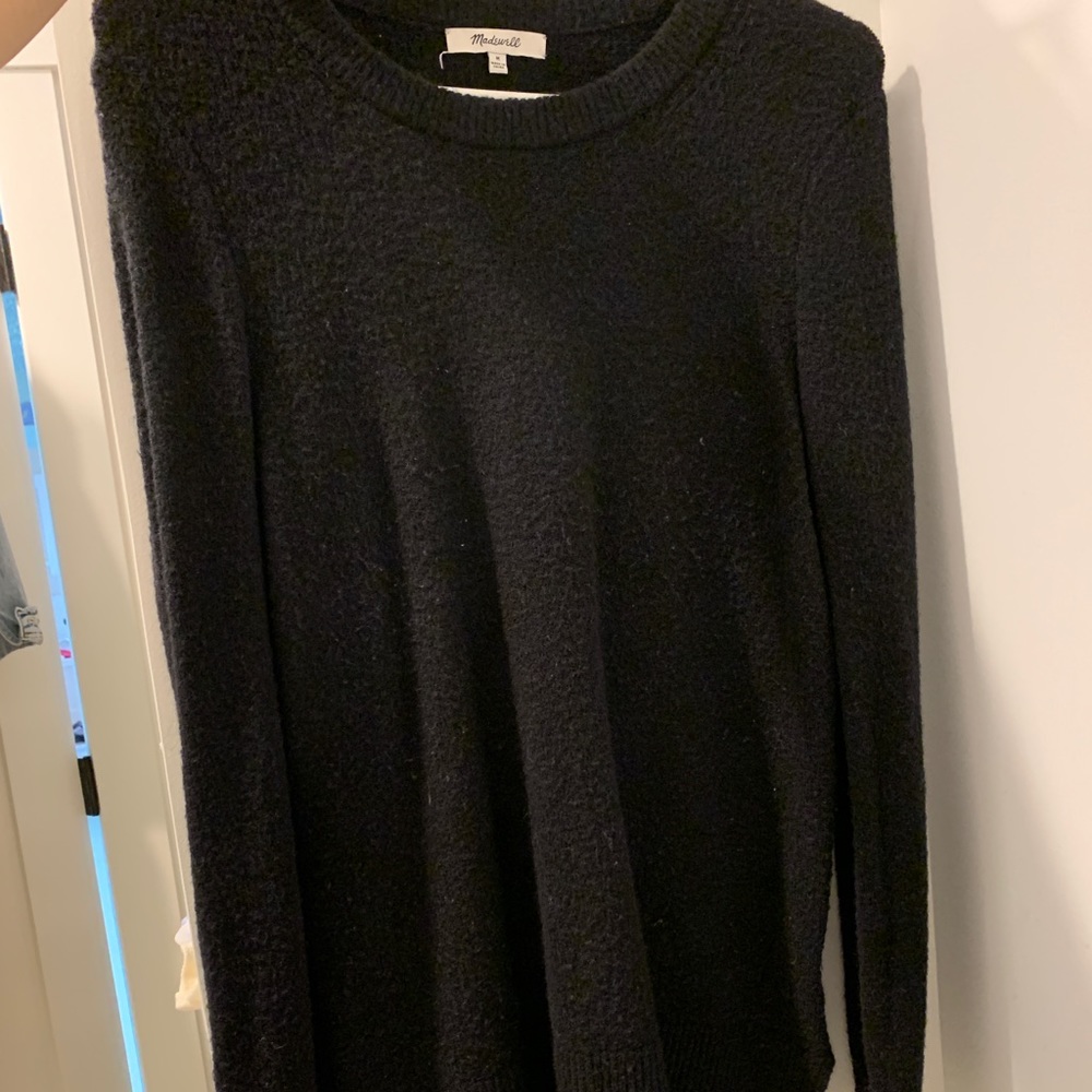 Madewell sweater with white sleeves